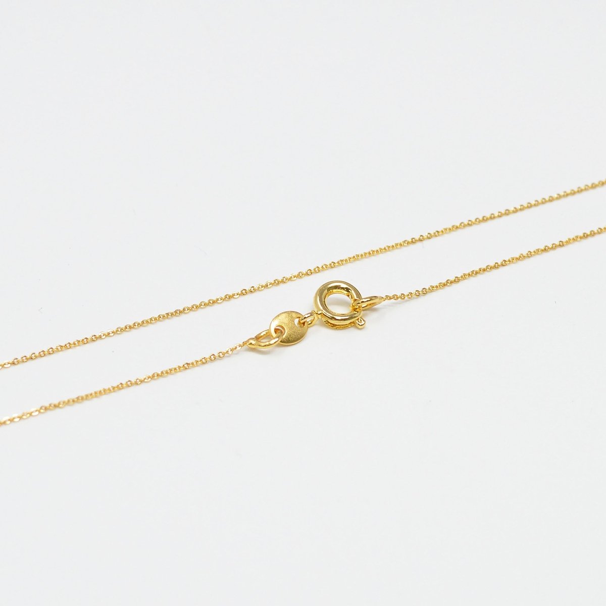 Dainty 24K Gold Filled 1mm Rolo Cable 18 Inch Chain Necklace w/ Spring Ring | CN-989