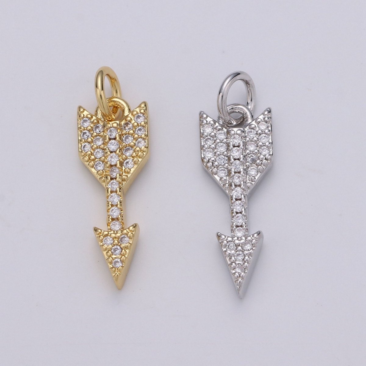 Dainty 24k Gold Filled Arrow Charm Mini Arrow Pendant Micro Pave Charm for Bracelet Earring Necklace Making D-476 D-477