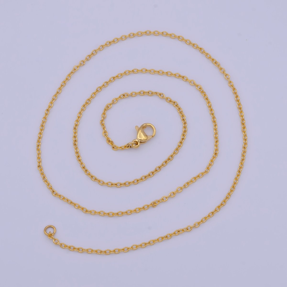Dainty 24K Gold Filled Cable Chain Necklace Gold Link Chain Necklace Ready to Wear 17.5 Inch | WA-1148 Clearance Pricing