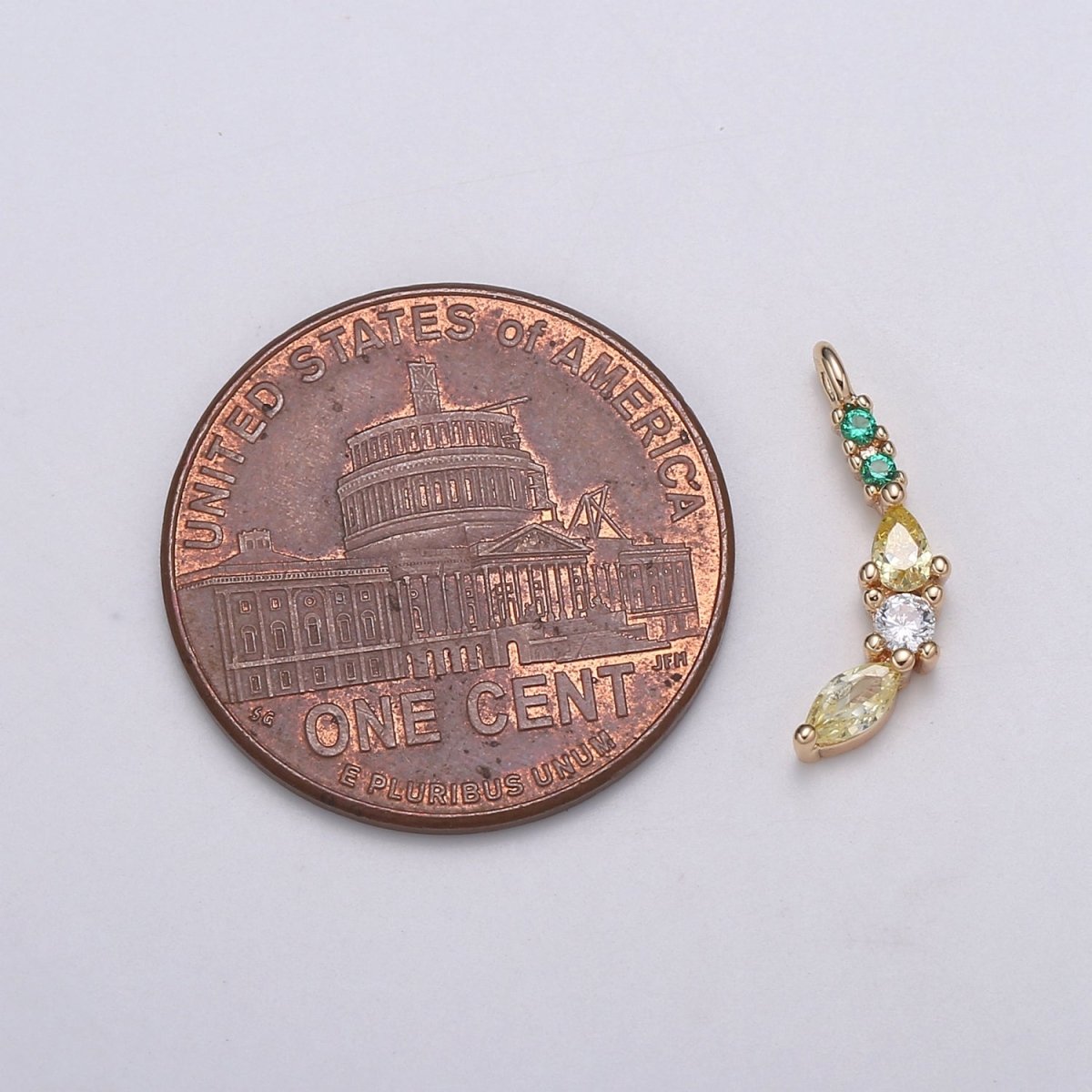 Dainty 24K Gold Filled Green and Yellow Banana Charm Fruit Foodie Jewelry E-182