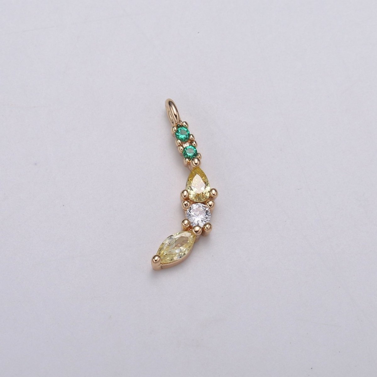 Dainty 24K Gold Filled Green and Yellow Banana Charm Fruit Foodie Jewelry E-182