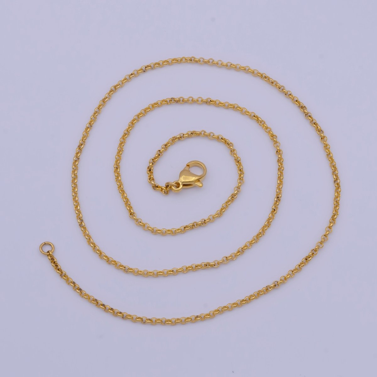 Dainty 24K Gold Filled Rolo Chain Necklace Gold Link Chain Necklace Ready to Wear 17.5 Inch | WA-1150 Clearance Pricing