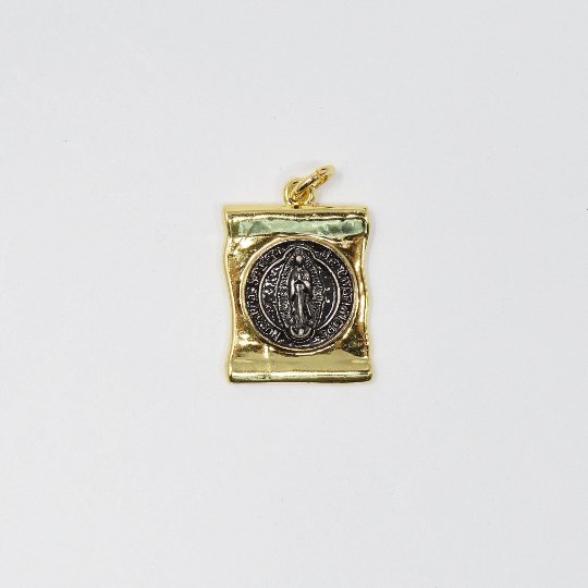 Dainty 24k Gold Filled Scroll Charm Lady Guadalupe Charm Medallion for Bracelet Necklace Pendant Religious Jewelry Making Supply E-121