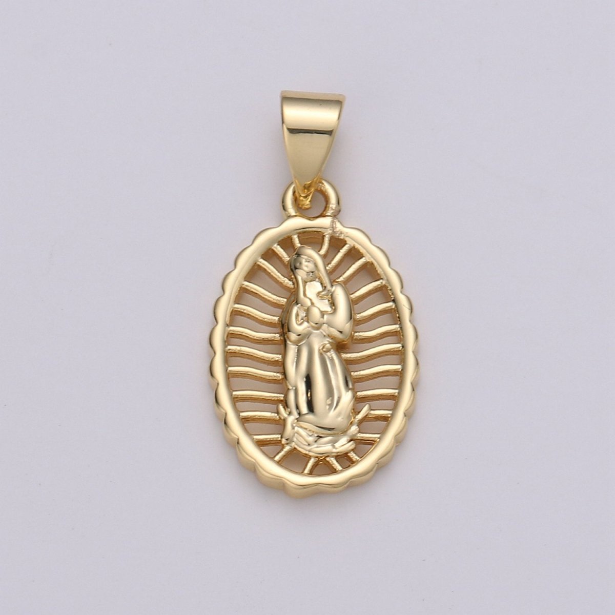 Dainty 24K Gold Filled Virgen de Guadalupe Pendant, Catholic Jewelry, Our Lady of Guadalupe Charm Catholic Religious Jewelry I-801