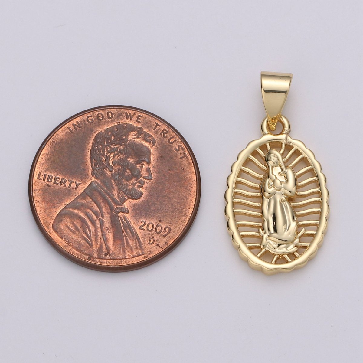 Dainty 24K Gold Filled Virgen de Guadalupe Pendant, Catholic Jewelry, Our Lady of Guadalupe Charm Catholic Religious Jewelry I-801