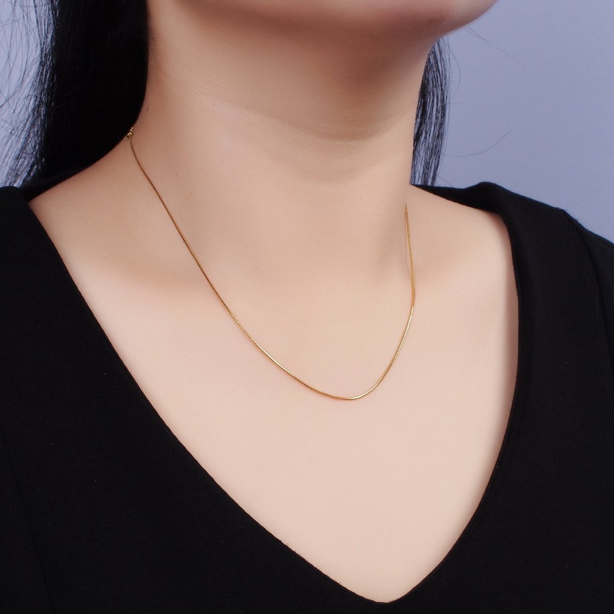 Dainty 24K Gold Vermeil Box Chain Necklace 925 Sterling Silver Necklace Chain w/ Heavy 24K Gold Plated 15.35 inch + 2 inch extender | WA-1982 Clearance Pricing