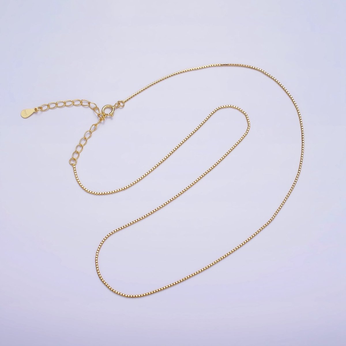 Dainty 24K Gold Vermeil Box Chain Necklace 925 Sterling Silver Necklace Chain w/ Heavy 24K Gold Plated 15.35 inch + 2 inch extender | WA-1982 Clearance Pricing