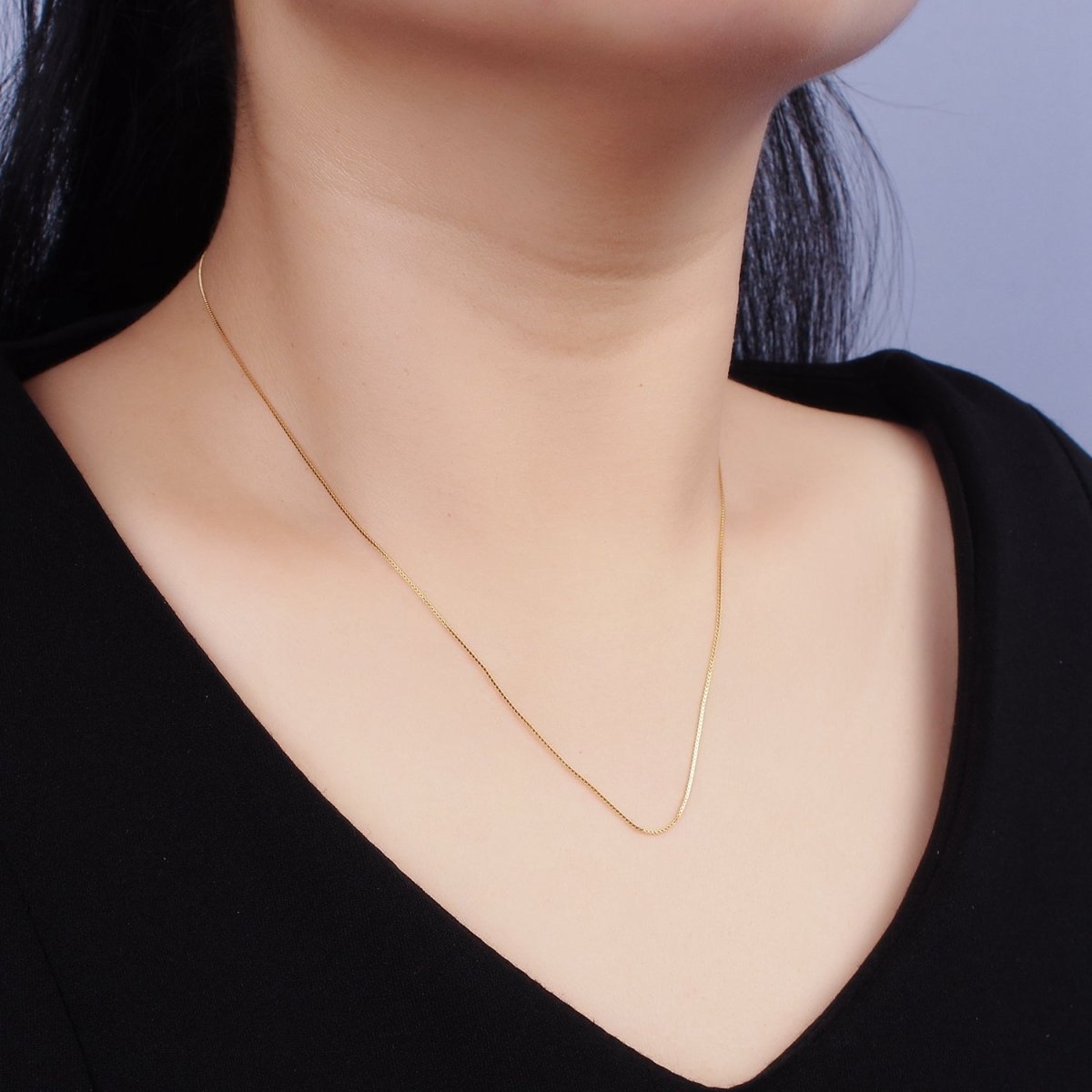 Dainty 24K Gold Vermeil Box Chain Necklace 925 Sterling Silver Necklace Chain w/ Heavy 24K Gold Plated 18 inch | WA-1960 Clearance Pricing