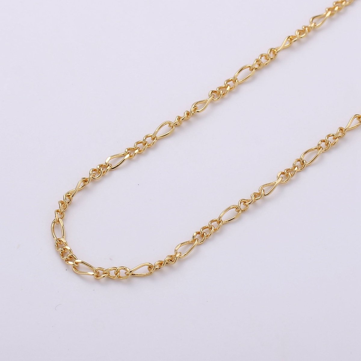 Dainty 2.5mm Figaro Long and Short Chain 16K Gold Filled Figaro Chain Jewelry Chain Sold by the Yard for Necklace Bracelet Anklet Supply | ROLL-376 Clearance Pricing