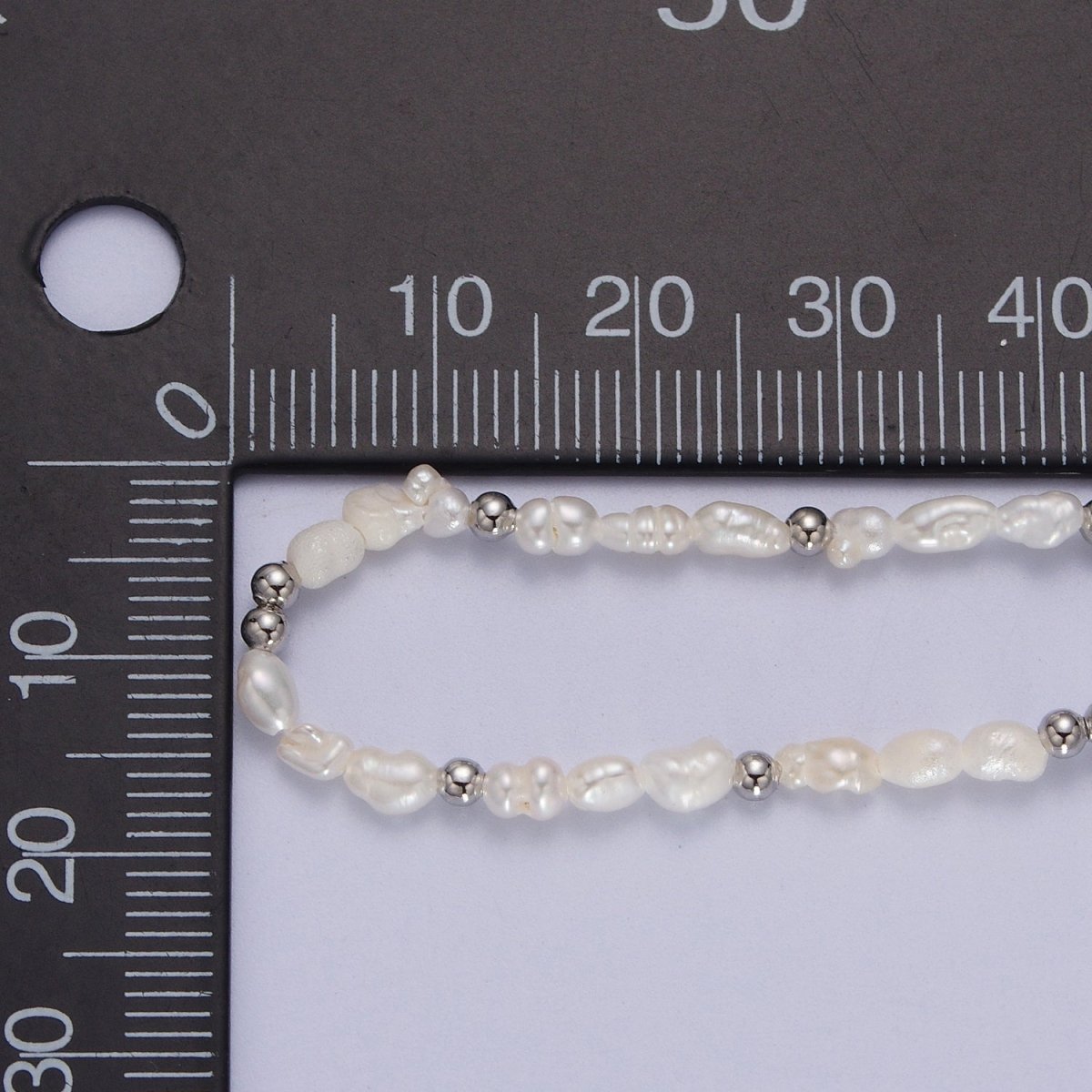 Dainty 3mm Baroque Freshwater Pearl White Gold Filled Silver Beads 15 Inch Choker Necklace | WA-1448 Clearance Pricing