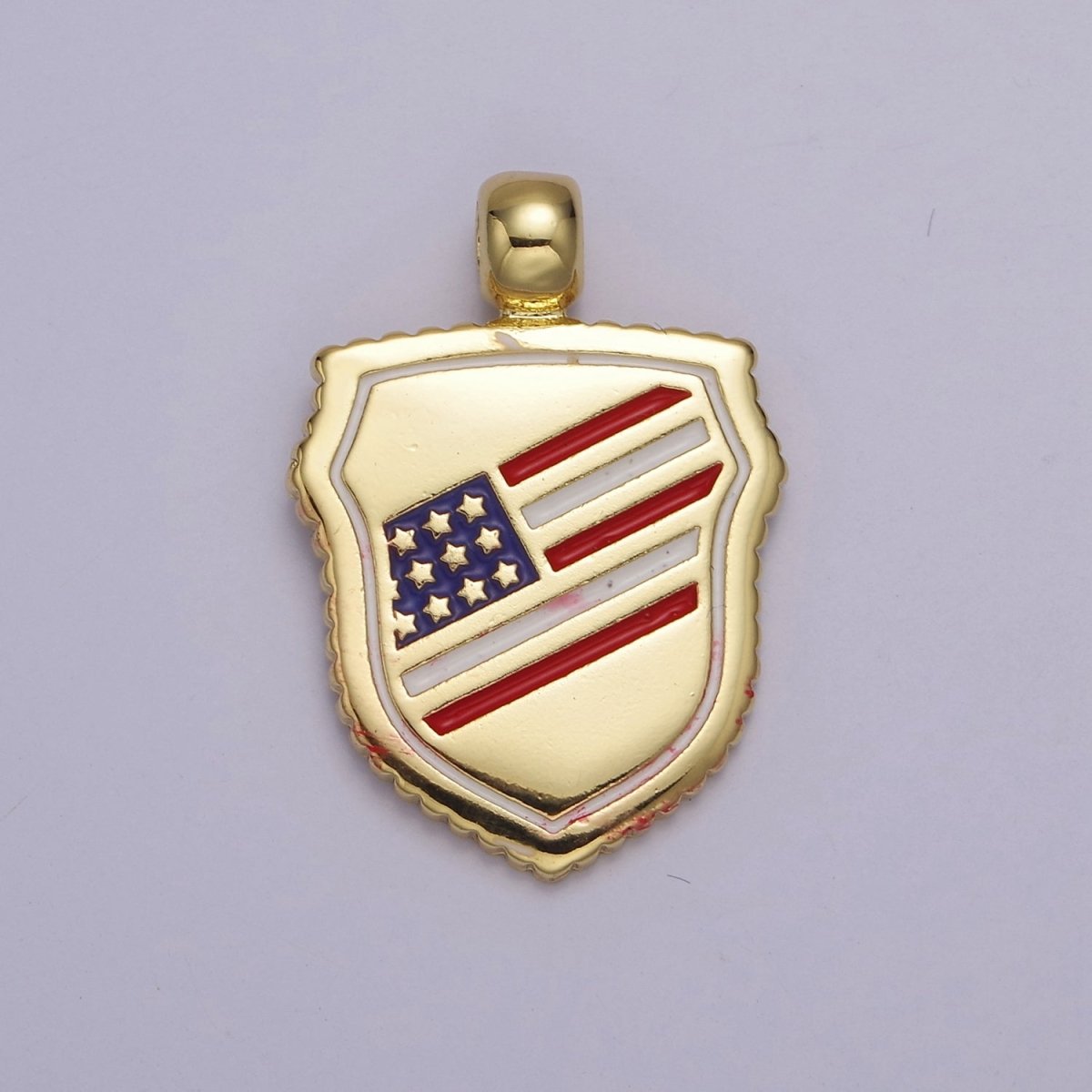 Dainty American Flag Shield Charms, 4th of July, USA Charm, Patriotic, 24.7X17.5mm  J-317