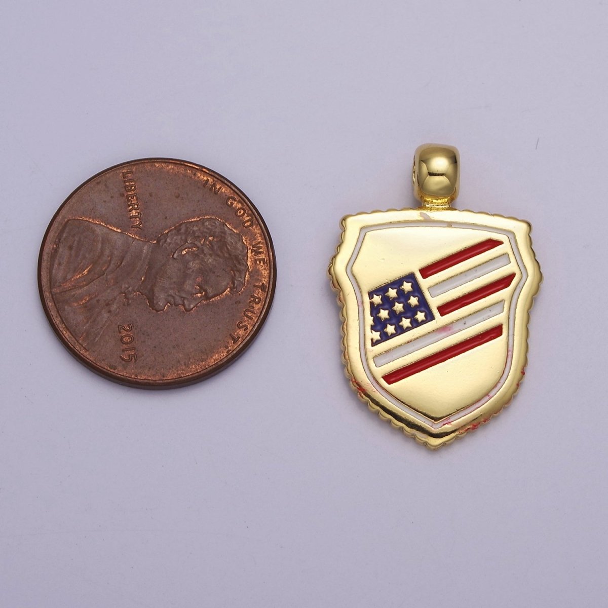 Dainty American Flag Shield Charms, 4th of July, USA Charm, Patriotic, 24.7X17.5mm  J-317