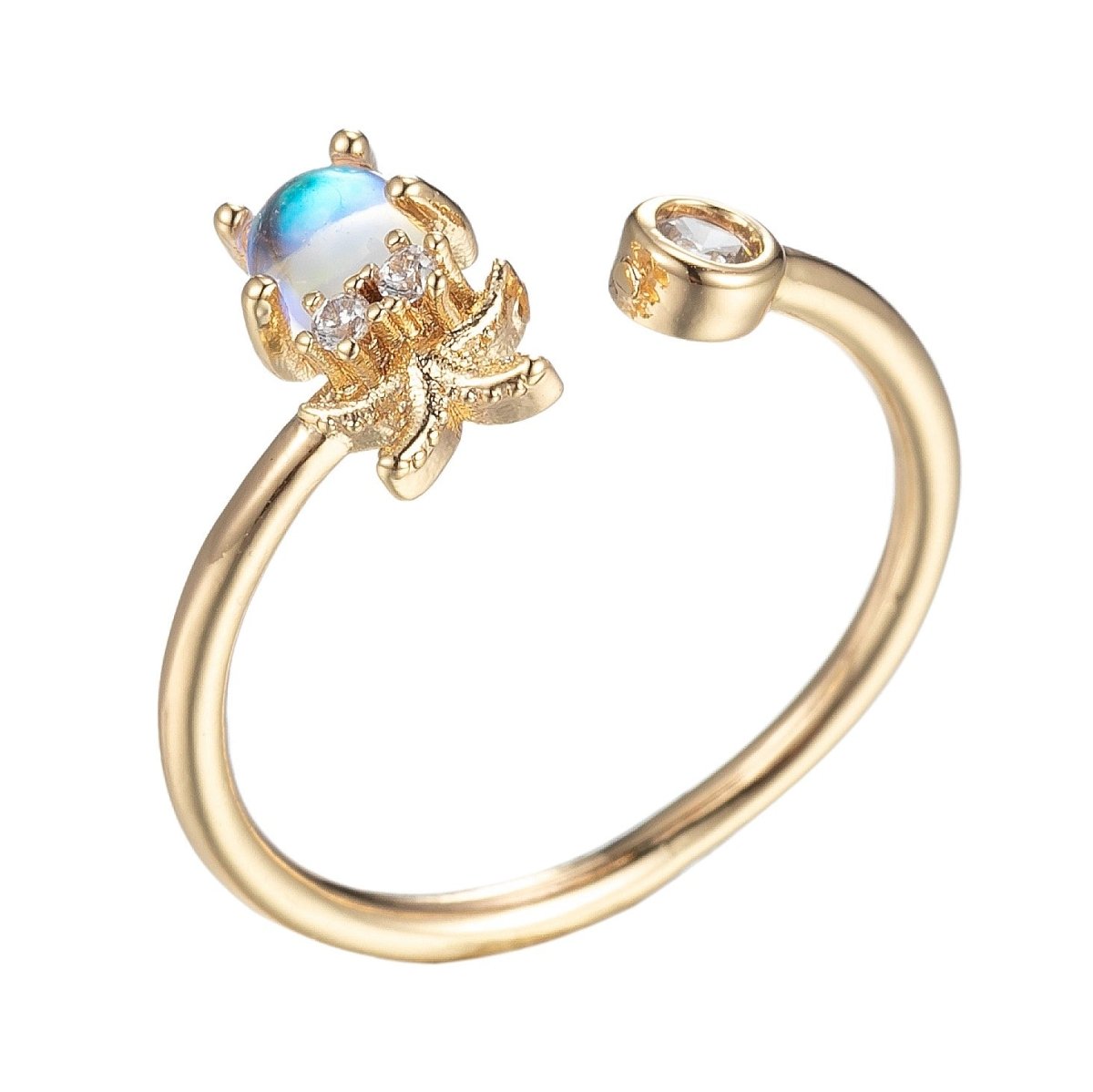 Dainty Baby Octopus Ring Open Adjustable Animal Ring Micro Pave Cz Stackable O-826