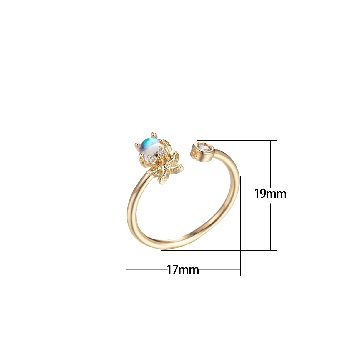 Dainty Baby Octopus Ring Open Adjustable Animal Ring Micro Pave Cz Stackable O-826