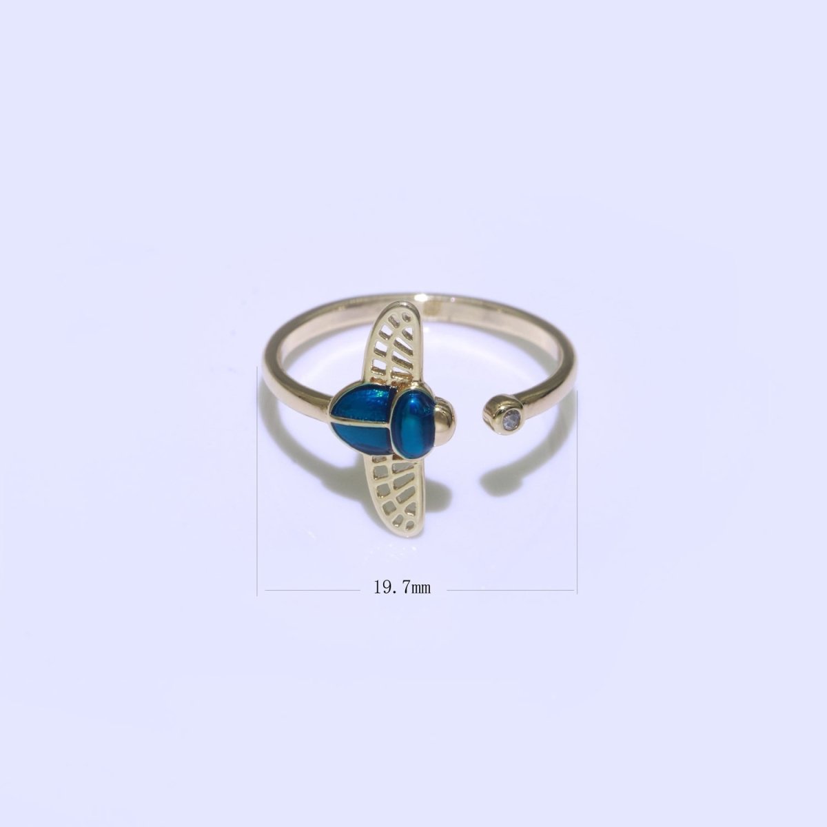 Dainty Bee Ring 18K Gold Filled Ring Open Adjustable Ring Animal Insect Cz Simple Stacking Jewelry O-438