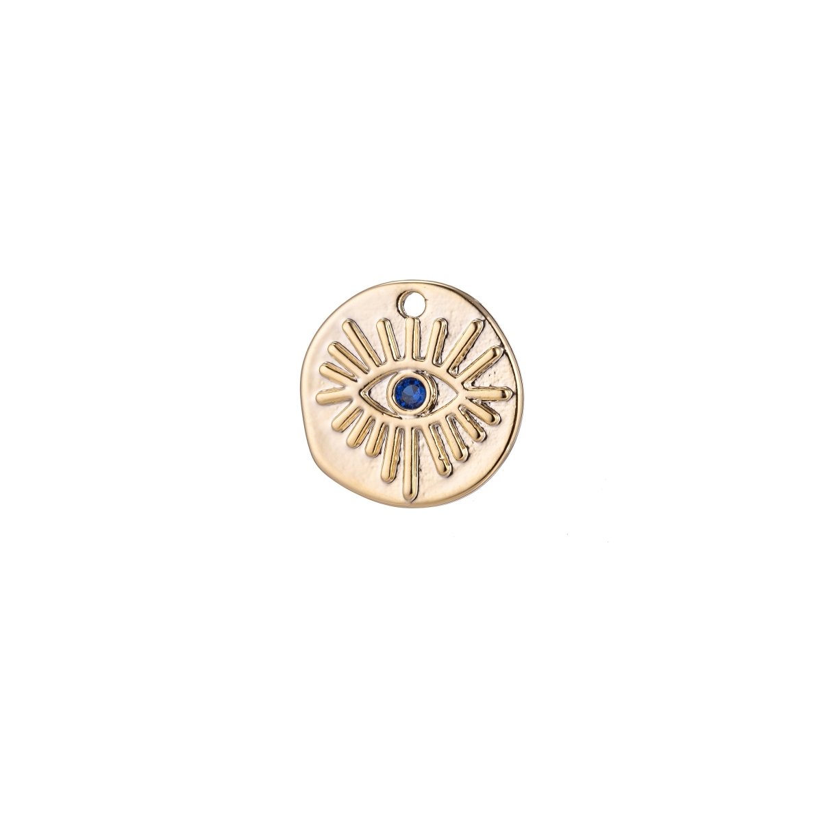 Dainty Blue Evil Eye Charm, Micro Pave CZ Charm, Dainty Pendant Gold Amulet Religious Bracelet Necklace Charm for Jewelry Making E-411