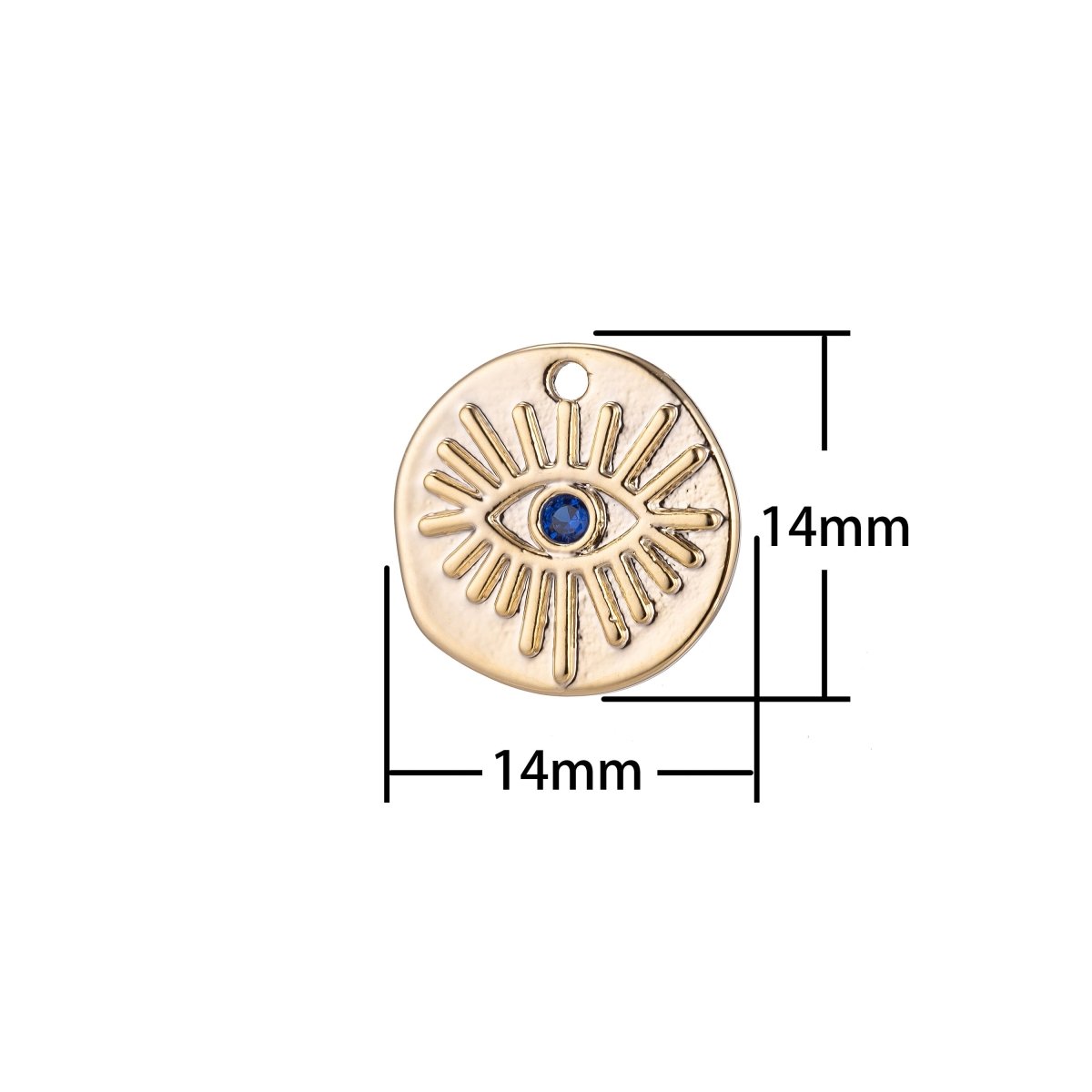 Dainty Blue Evil Eye Charm, Micro Pave CZ Charm, Dainty Pendant Gold Amulet Religious Bracelet Necklace Charm for Jewelry Making E-411