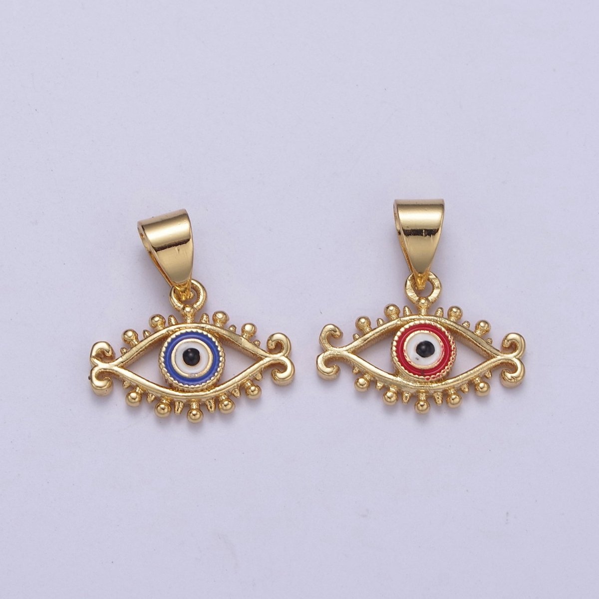 Dainty Blue Evil Eye Pendant Red Enamel Eye Charm H-365