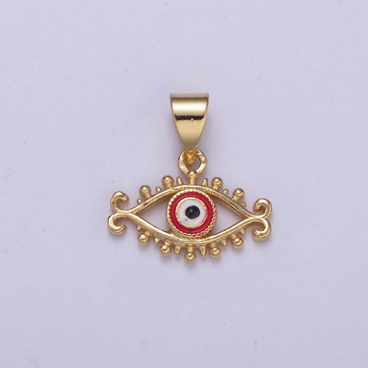 Dainty Blue Evil Eye Pendant Red Enamel Eye Charm H-365