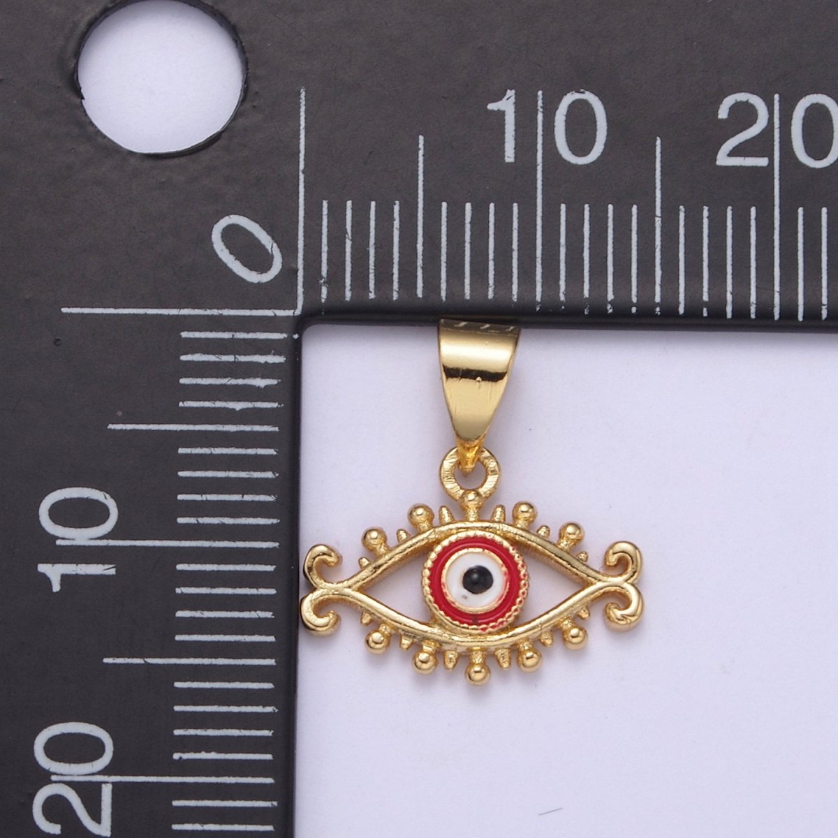 Dainty Blue Evil Eye Pendant Red Enamel Eye Charm H-365