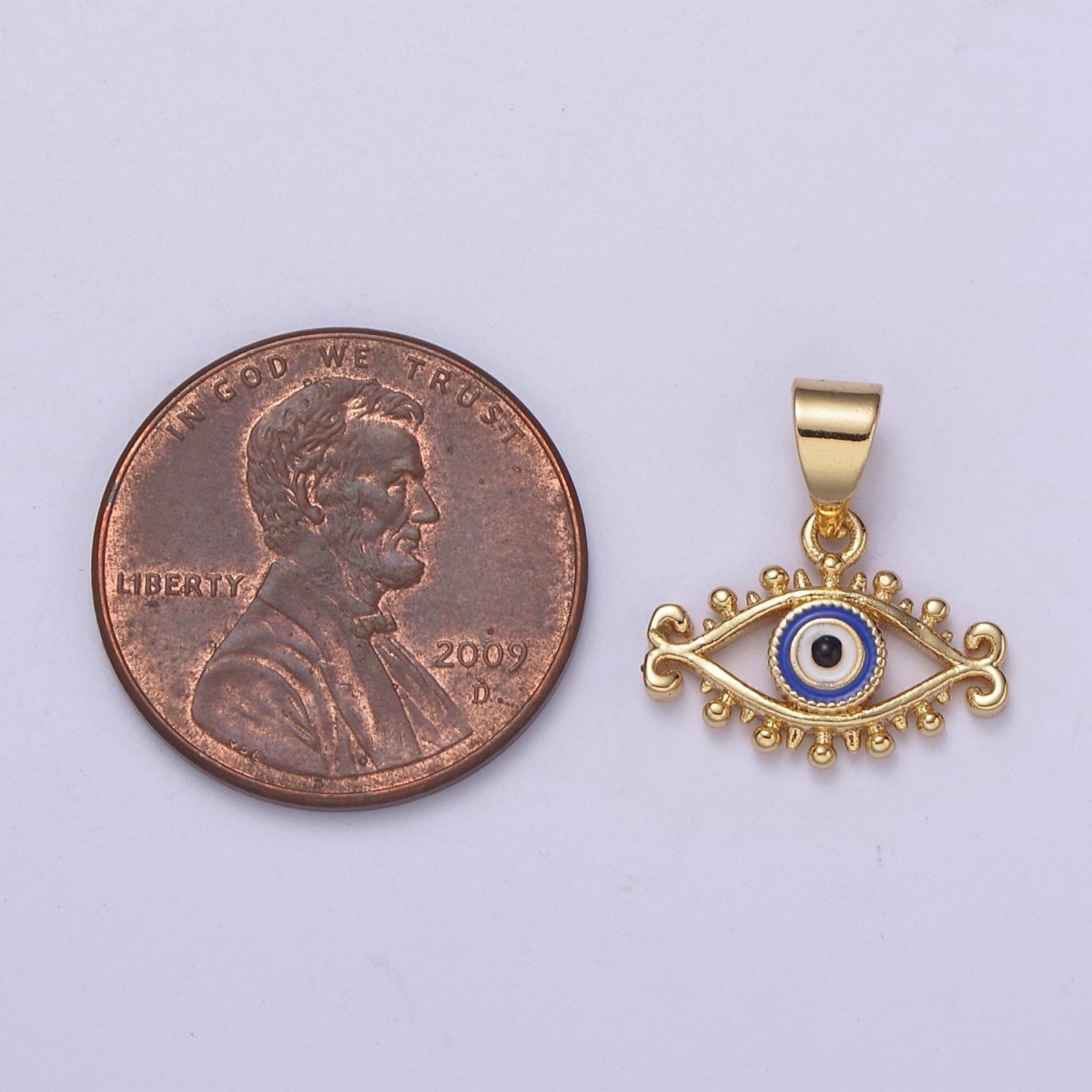Dainty Blue Evil Eye Pendant Red Enamel Eye Charm H-365