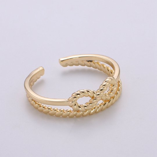 Dainty Bow ring, Gold bow ring Thintwisted ring, Adjustable Open ring, Twist ring Minimalist Jewelry Vaneltine Gift for her, R-193