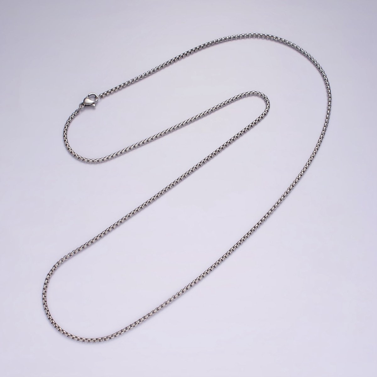 Dainty Box Chain Necklace Stainless Steel 23.6 inch Necklace in Silver | WA-2405