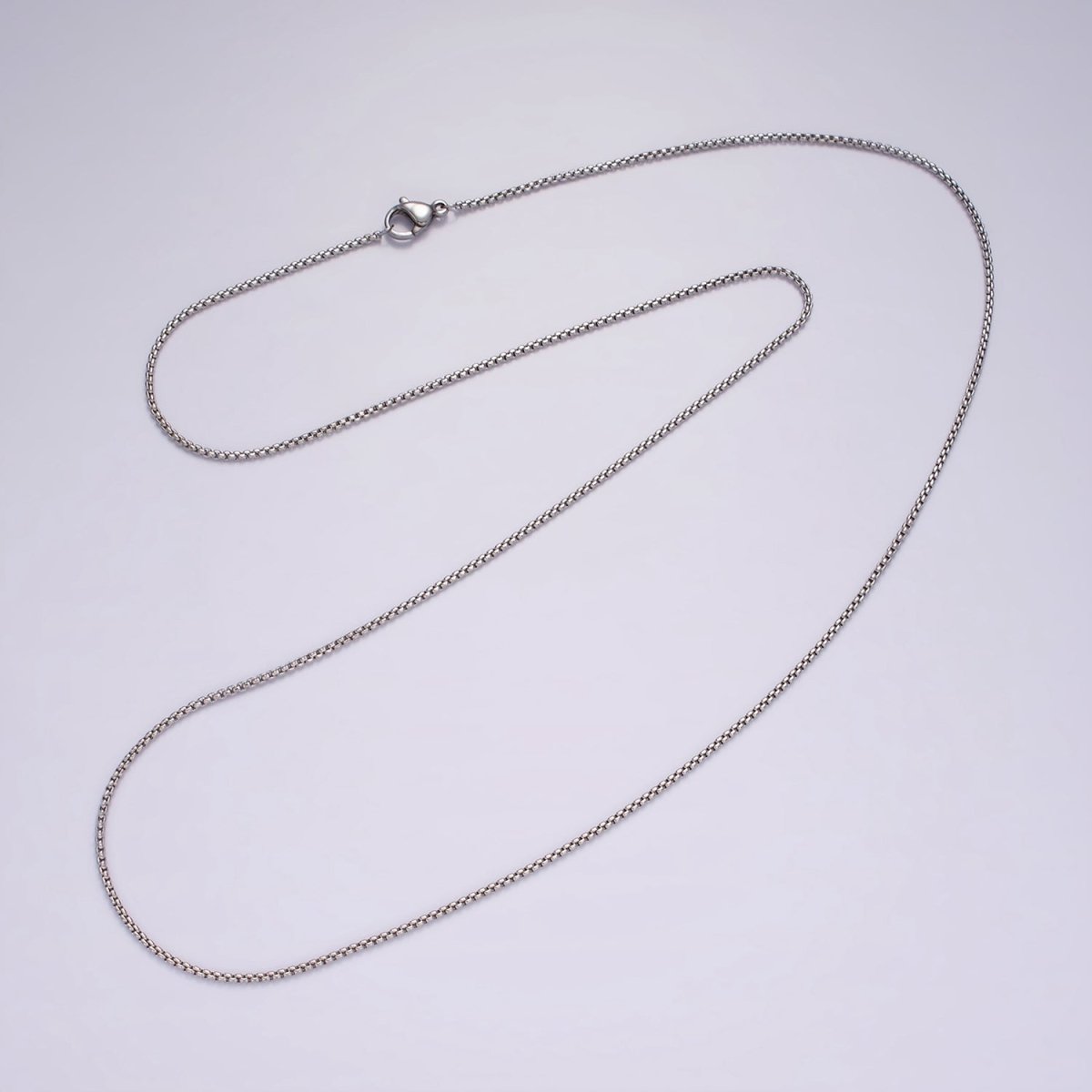 Dainty Box Chain Necklace Stainless Steel 23.6 inch Necklace in Silver | WA-2407
