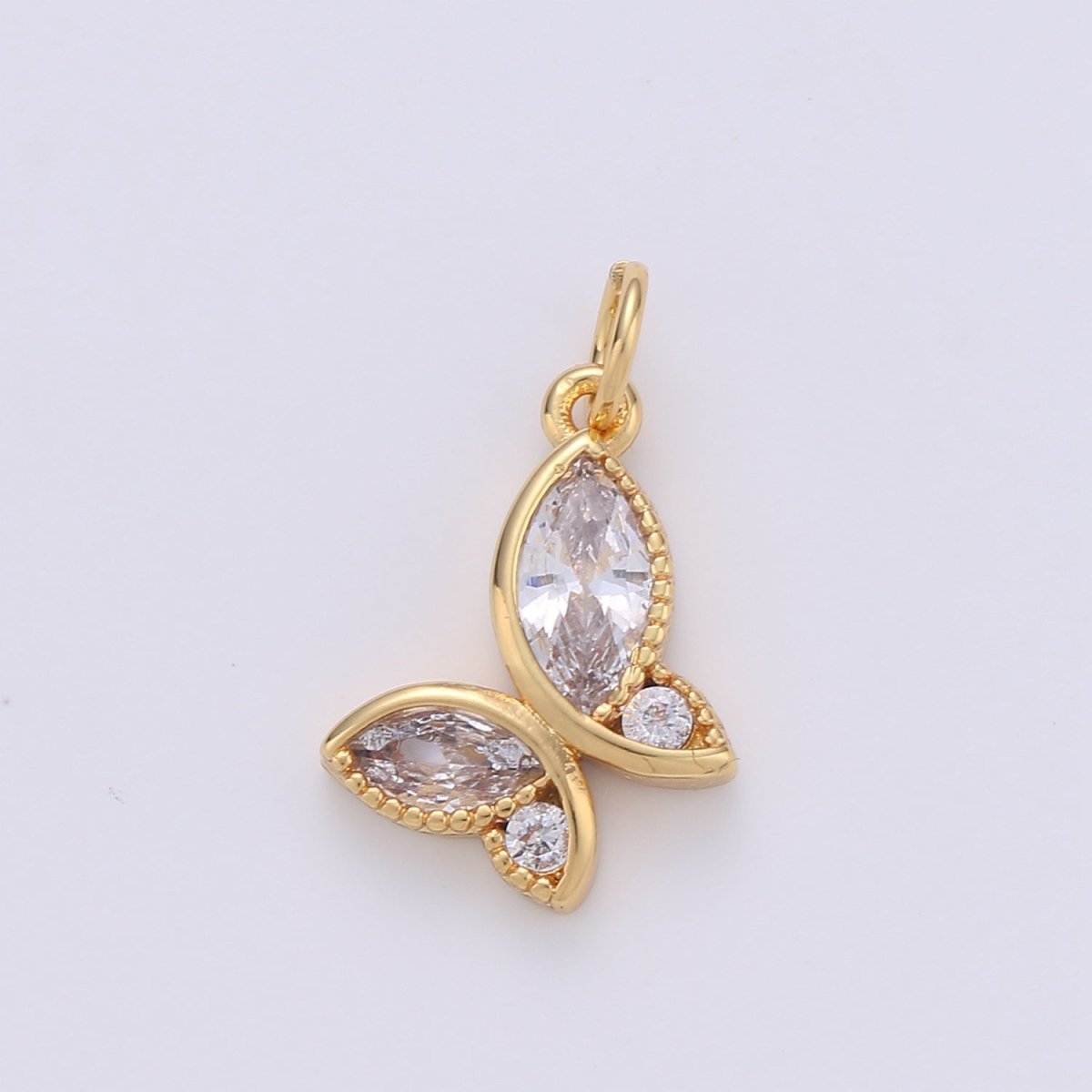 Dainty Butterfly Gold Filled Charm with CZ Crystal - D-268