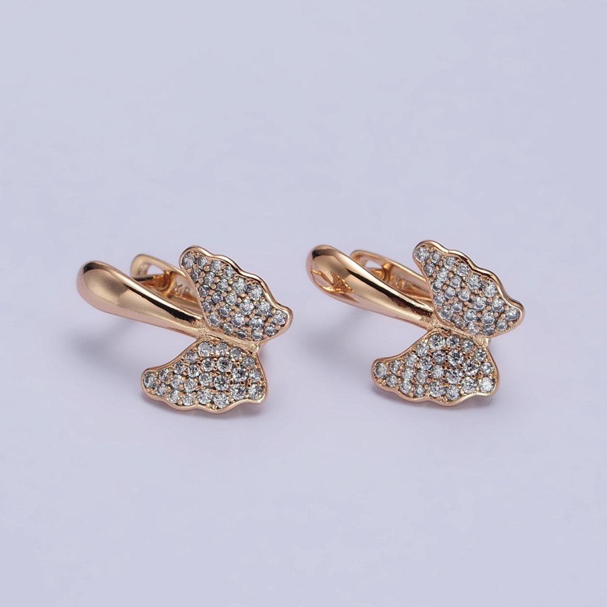 Dainty Butterfly Gold Filled Earring Huggie with Micro Pave Cz Stone AB1056