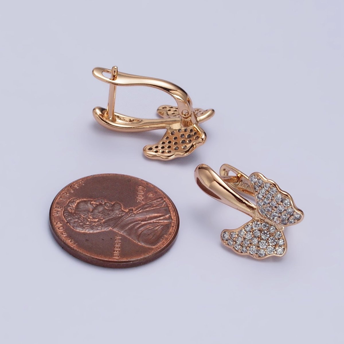 Dainty Butterfly Gold Filled Earring Huggie with Micro Pave Cz Stone AB1056