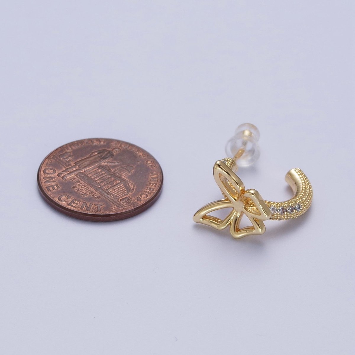 Dainty Butterfly Hoop Earrings Gold Butterfly Stud Earring P-243