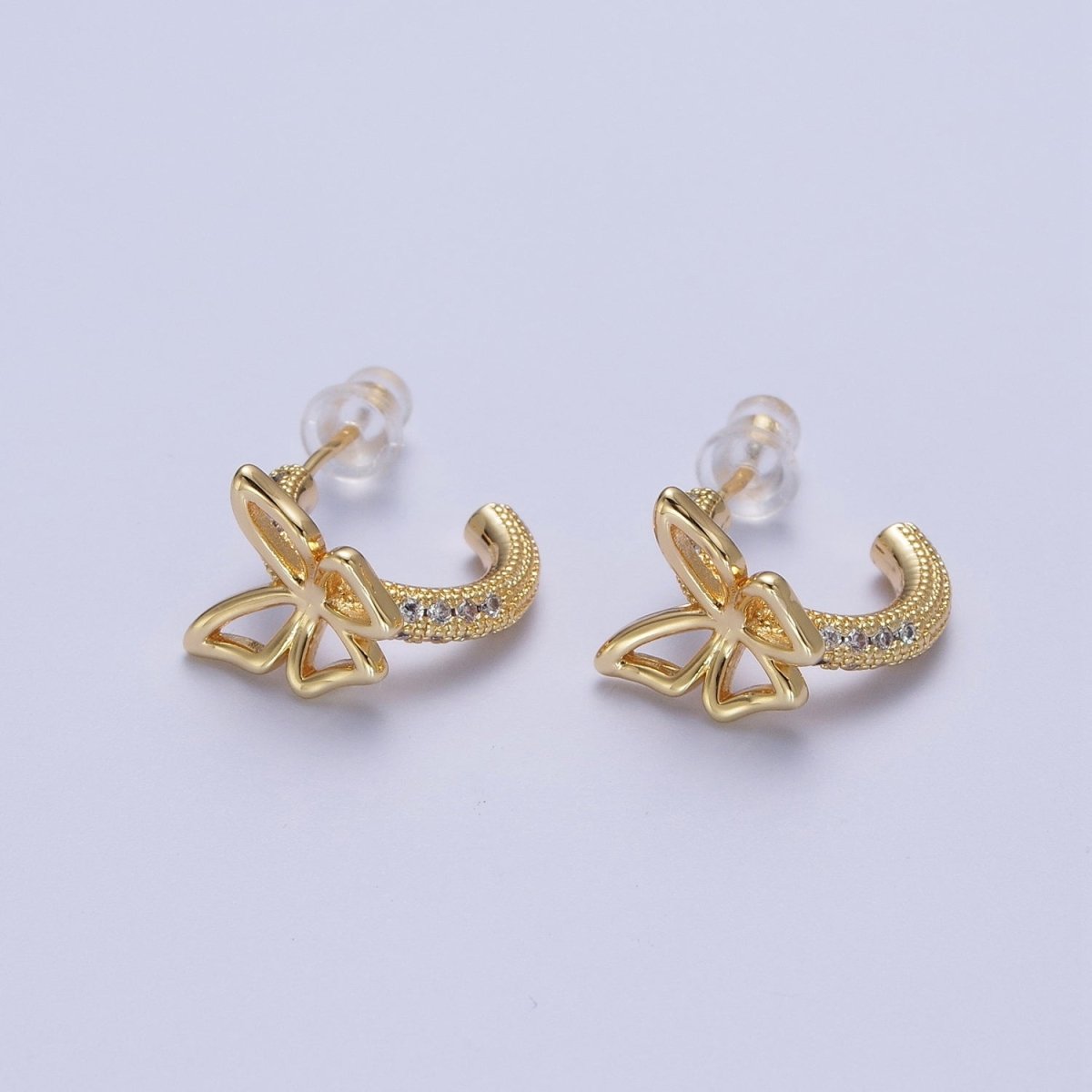 Dainty Butterfly Hoop Earrings Gold Butterfly Stud Earring P-243