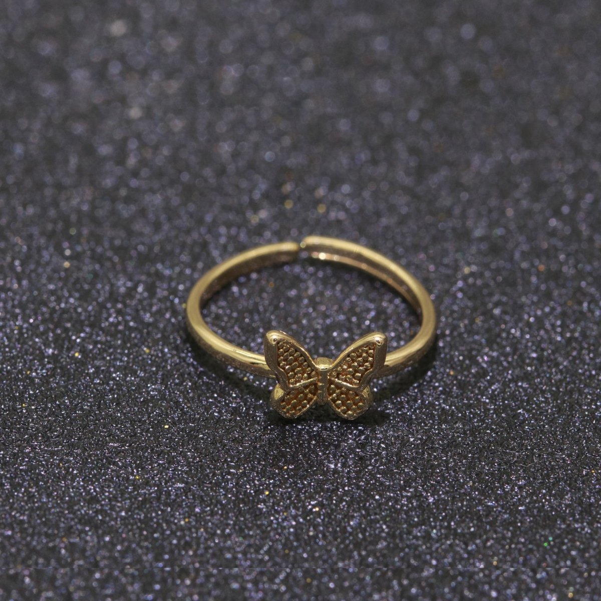 Dainty Butterfly Ring, Mariposa Ring, Adjustable Gold Open Adjustable Clear Cz Ring O-490