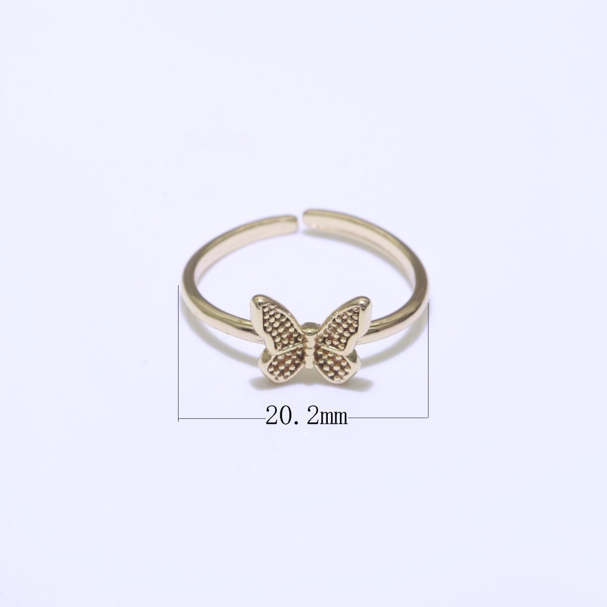 Dainty Butterfly Ring, Mariposa Ring, Adjustable Gold Open Adjustable Clear Cz Ring O-490