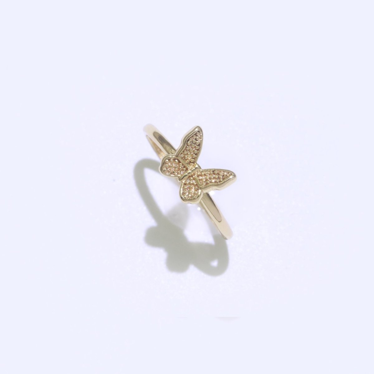 Dainty Butterfly Ring, Mariposa Ring, Adjustable Gold Open Adjustable Clear Cz Ring O-490