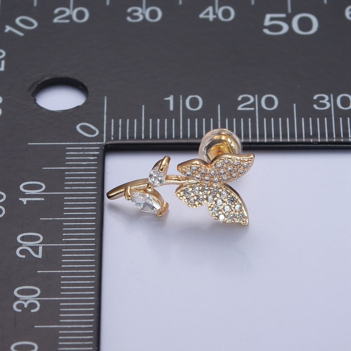 Dainty Butterfly Stud Earring in the Garden Flower CZ Stud V-387