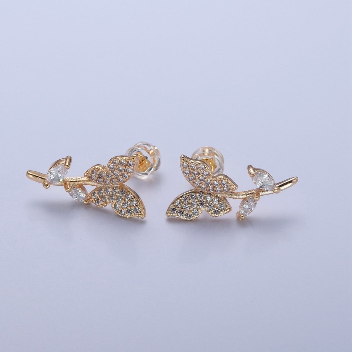 Dainty Butterfly Stud Earring in the Garden Flower CZ Stud V-387