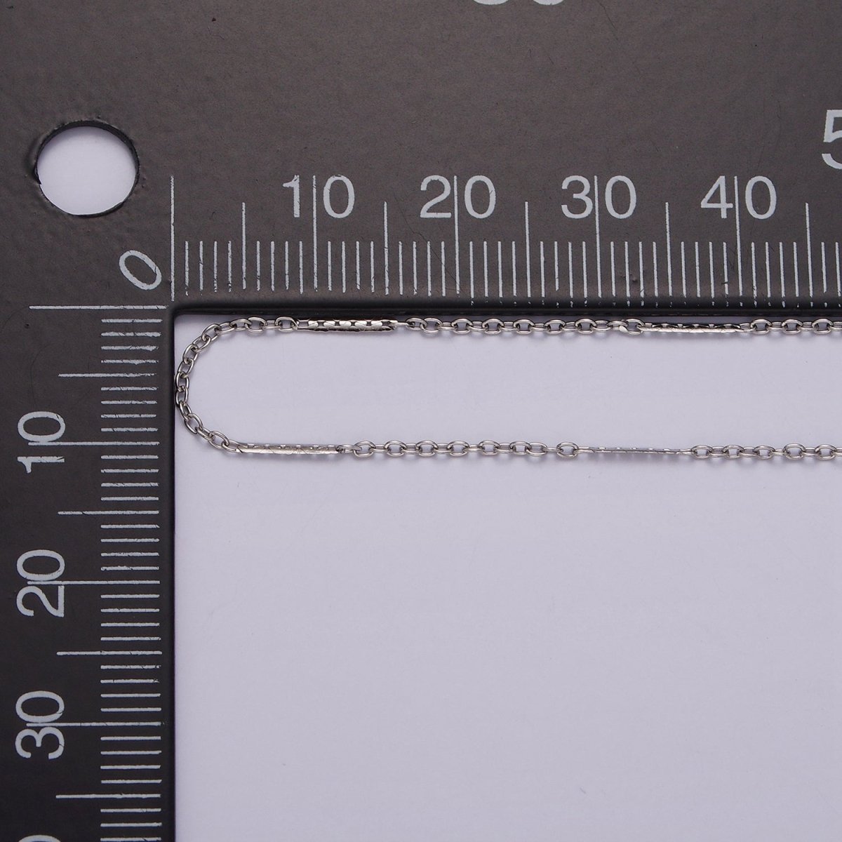 Dainty Cable Chain Necklace Stainless Steel 18 inch Flat Satellite Necklace in Silver | WA-2387