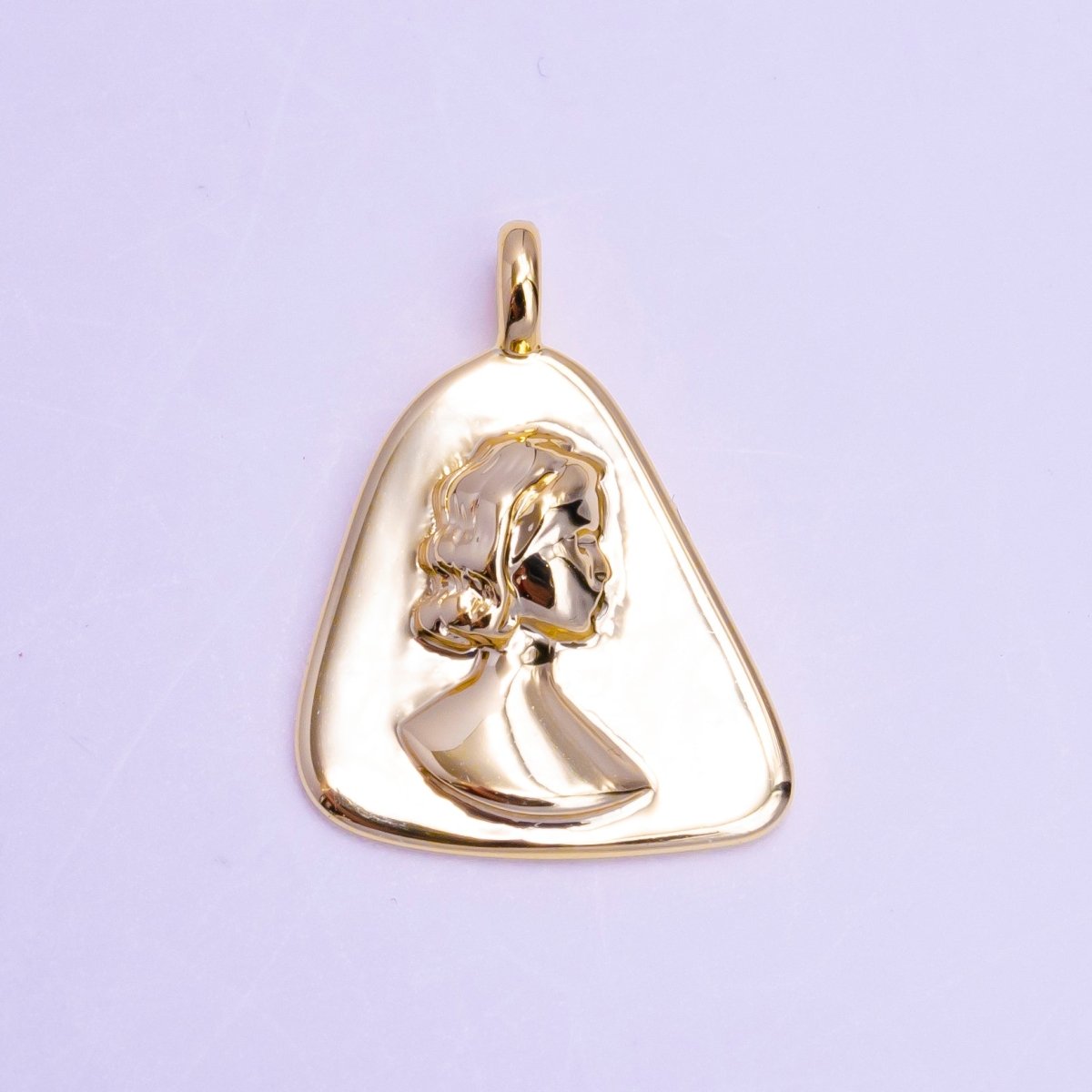 Dainty Cameo Pendant Triangle Pretty Woman Charm AC-1407