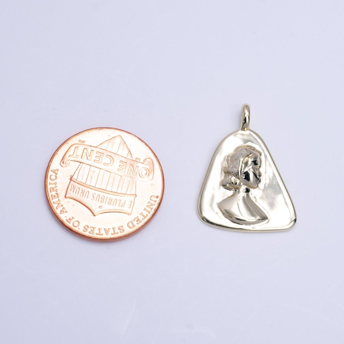 Dainty Cameo Pendant Triangle Pretty Woman Charm AC-1407
