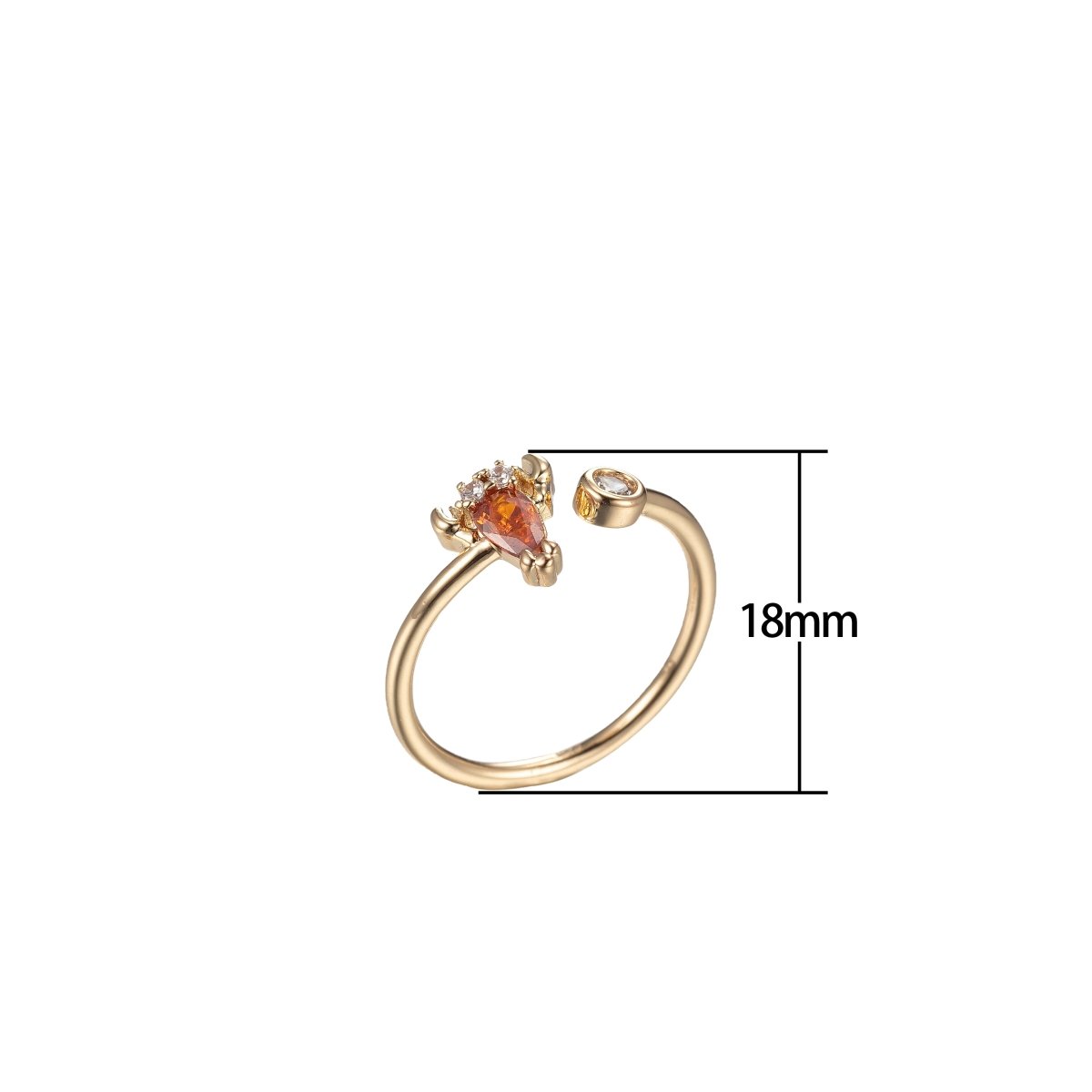 Dainty Carrot Ring, CZ ring, Adjustable ring, Minimalist Vegetable Foodie Ring O-995