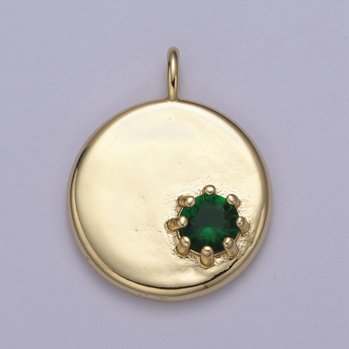 Dainty Coin Charm With Color Cz Stone for Necklace Bracelet Supply H-531 H-537 H-538 H-540