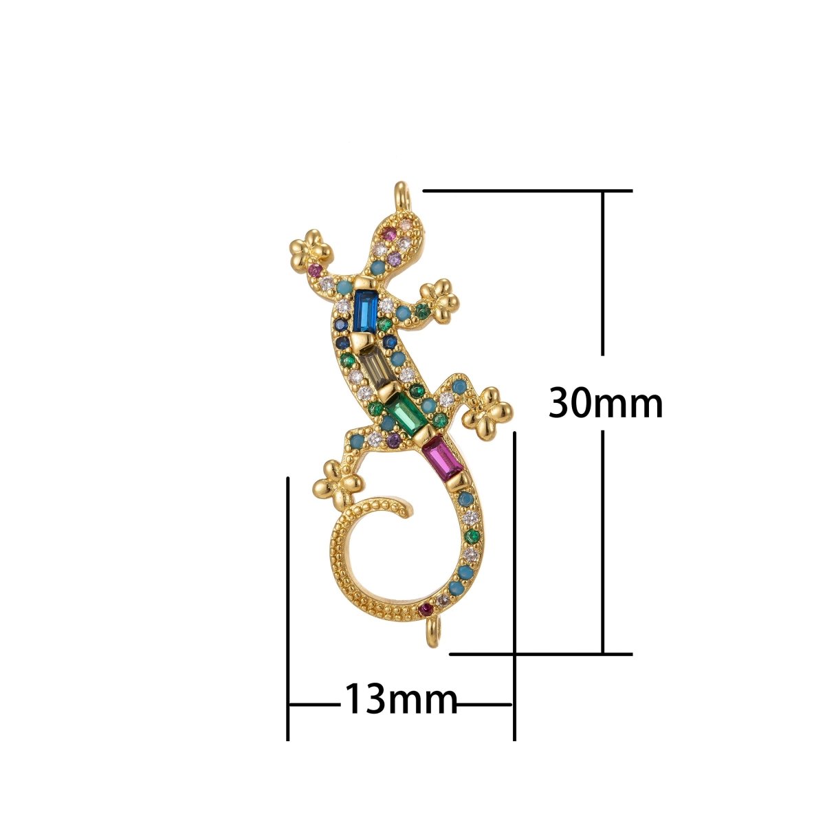 Dainty Colorful Micro Pave Gecko Charm, Cubic Lizard Charm Gold Filled Reptile Charm Animal Charm for Necklace, Earring Component F-314