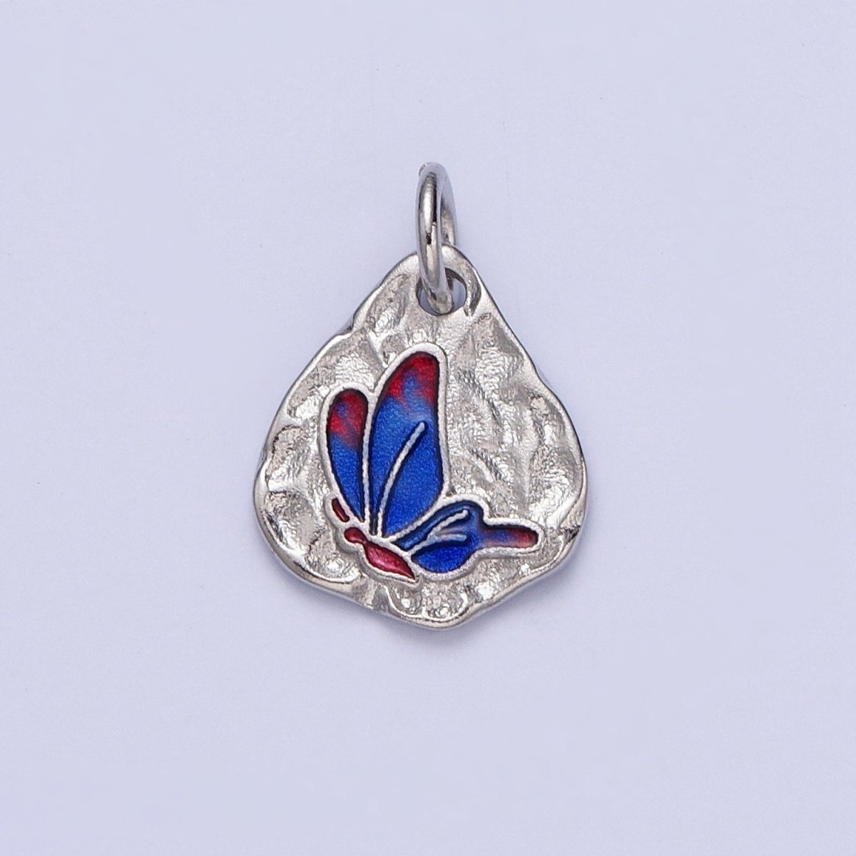 Dainty Colorful Monarch Butterfly Rustic Hammered Gold & Silver Charm | E-672-E677