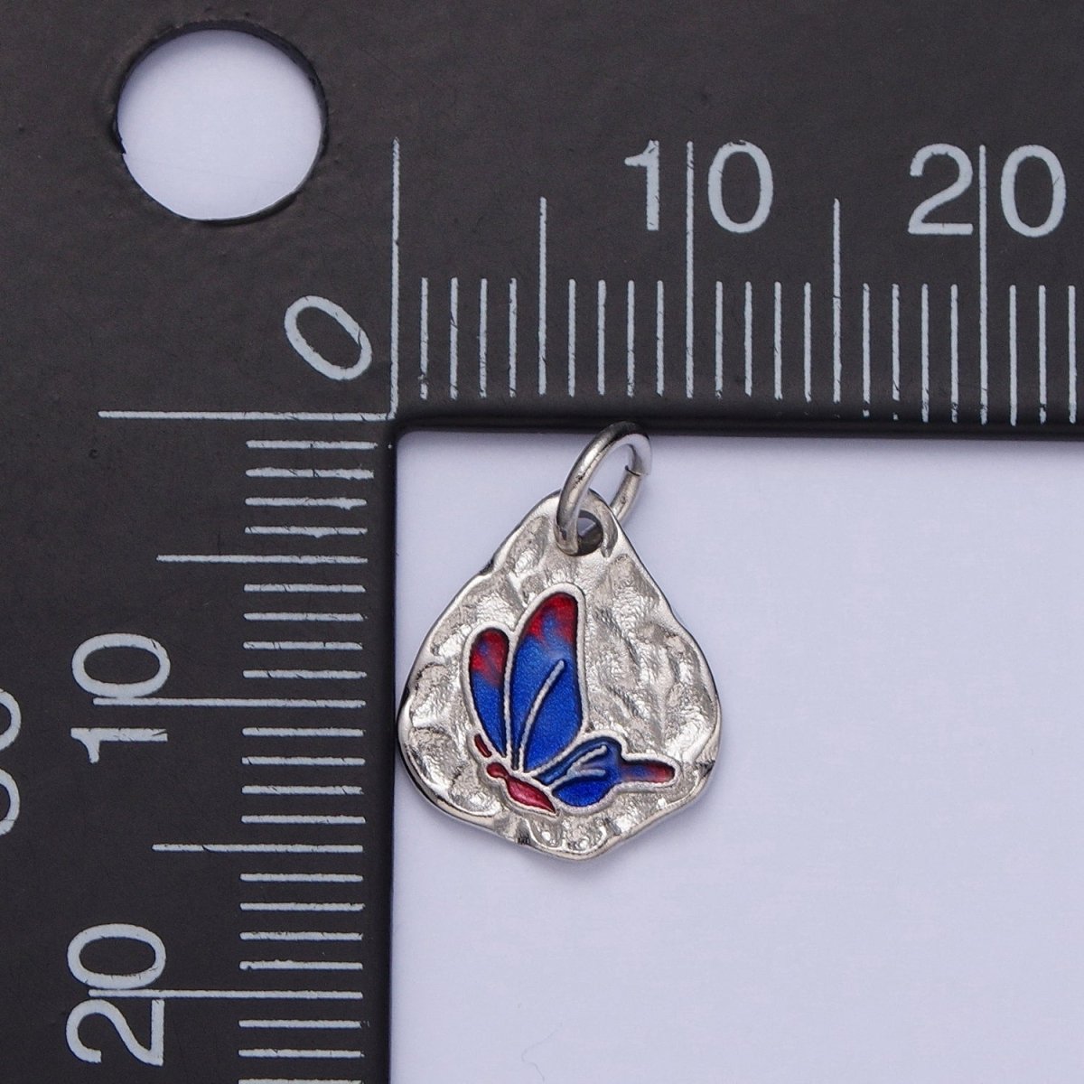 Dainty Colorful Monarch Butterfly Rustic Hammered Gold & Silver Charm | E-672-E677