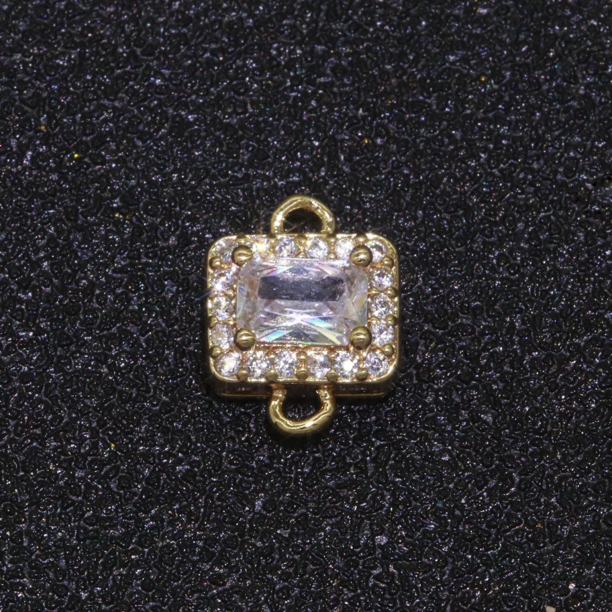 Dainty Colorful Rectangle Cz Charm connector for earring necklace supply F-856~F-869
