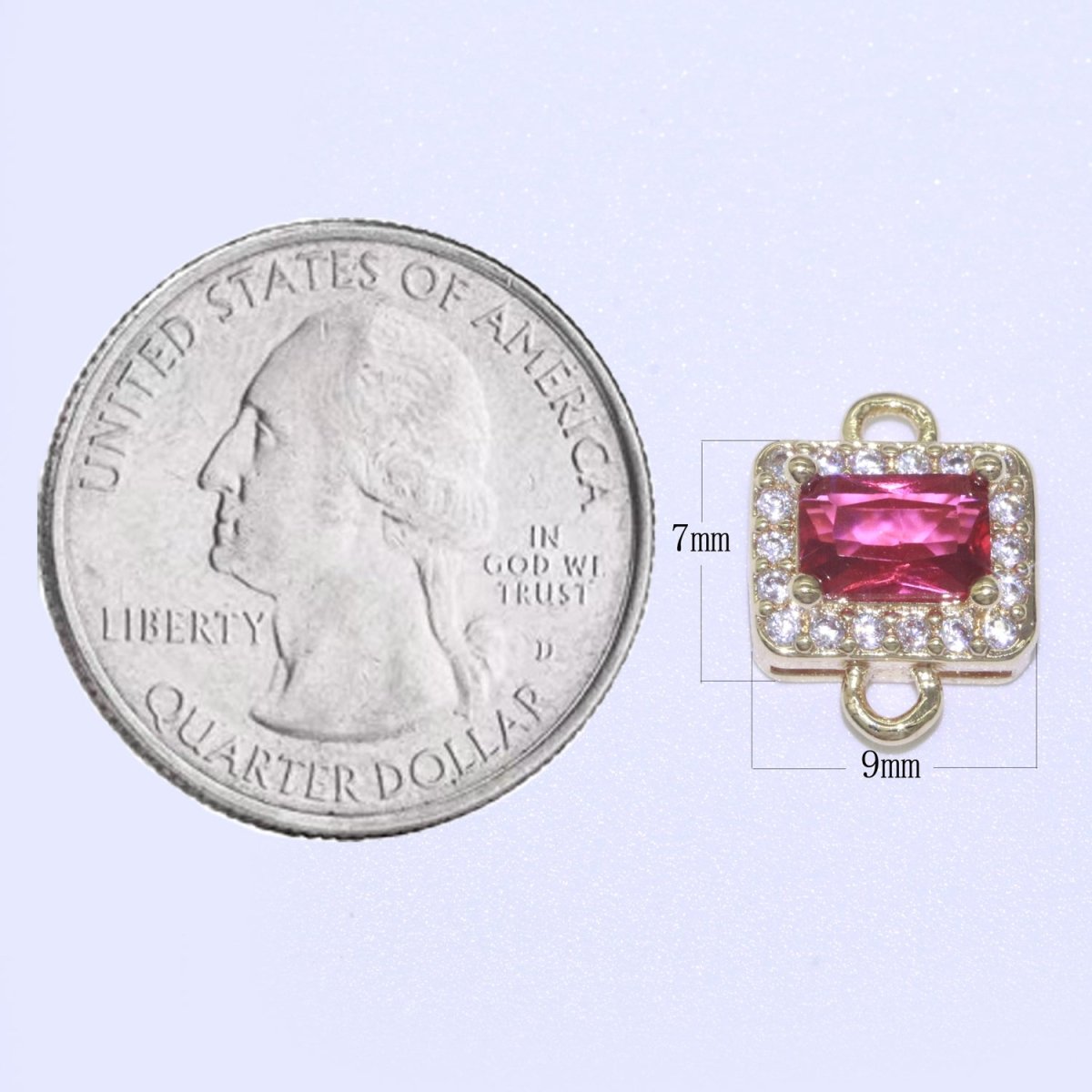 Dainty Colorful Rectangle Cz Charm connector for earring necklace supply F-856~F-869