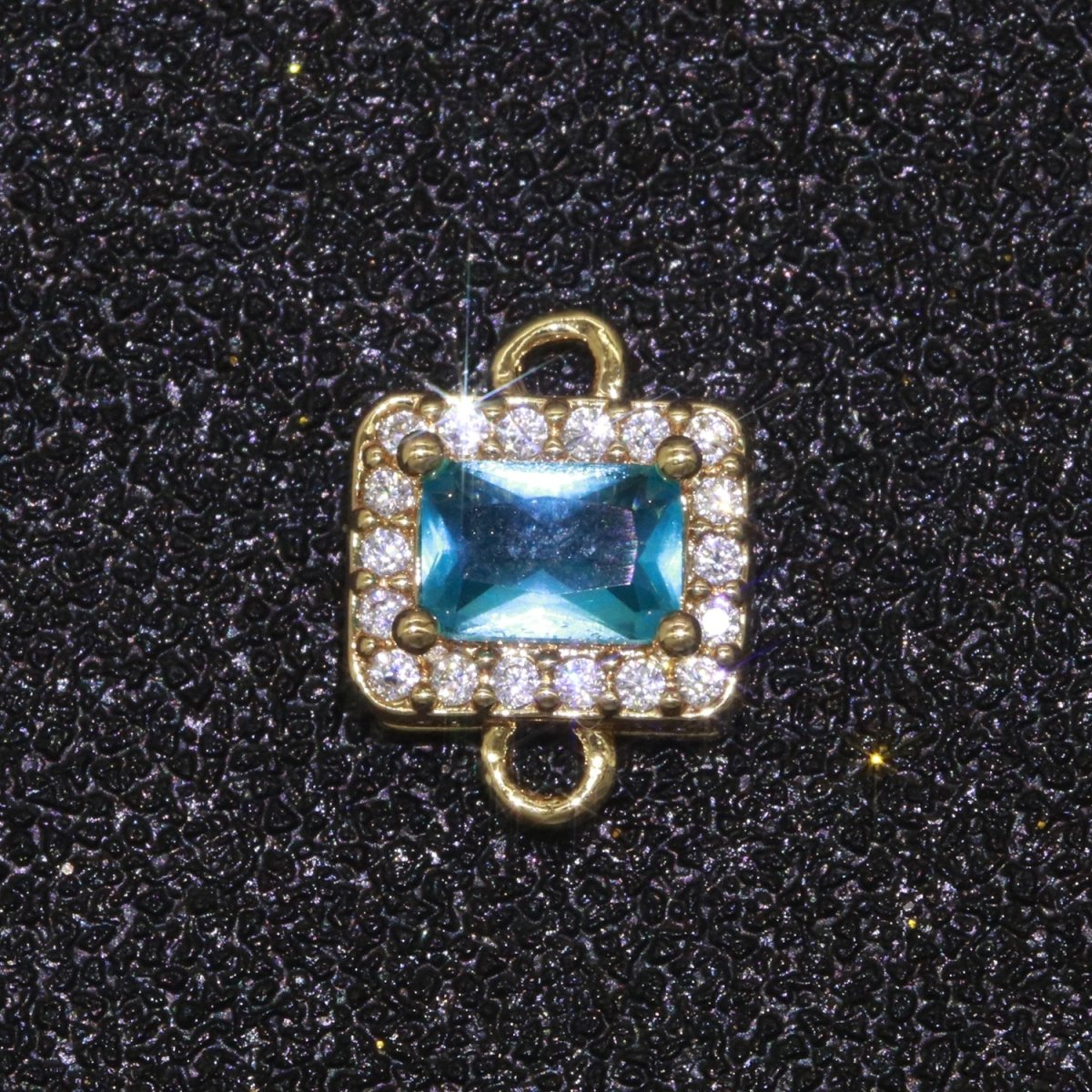 Dainty Colorful Rectangle Cz Charm connector for earring necklace supply F-856~F-869