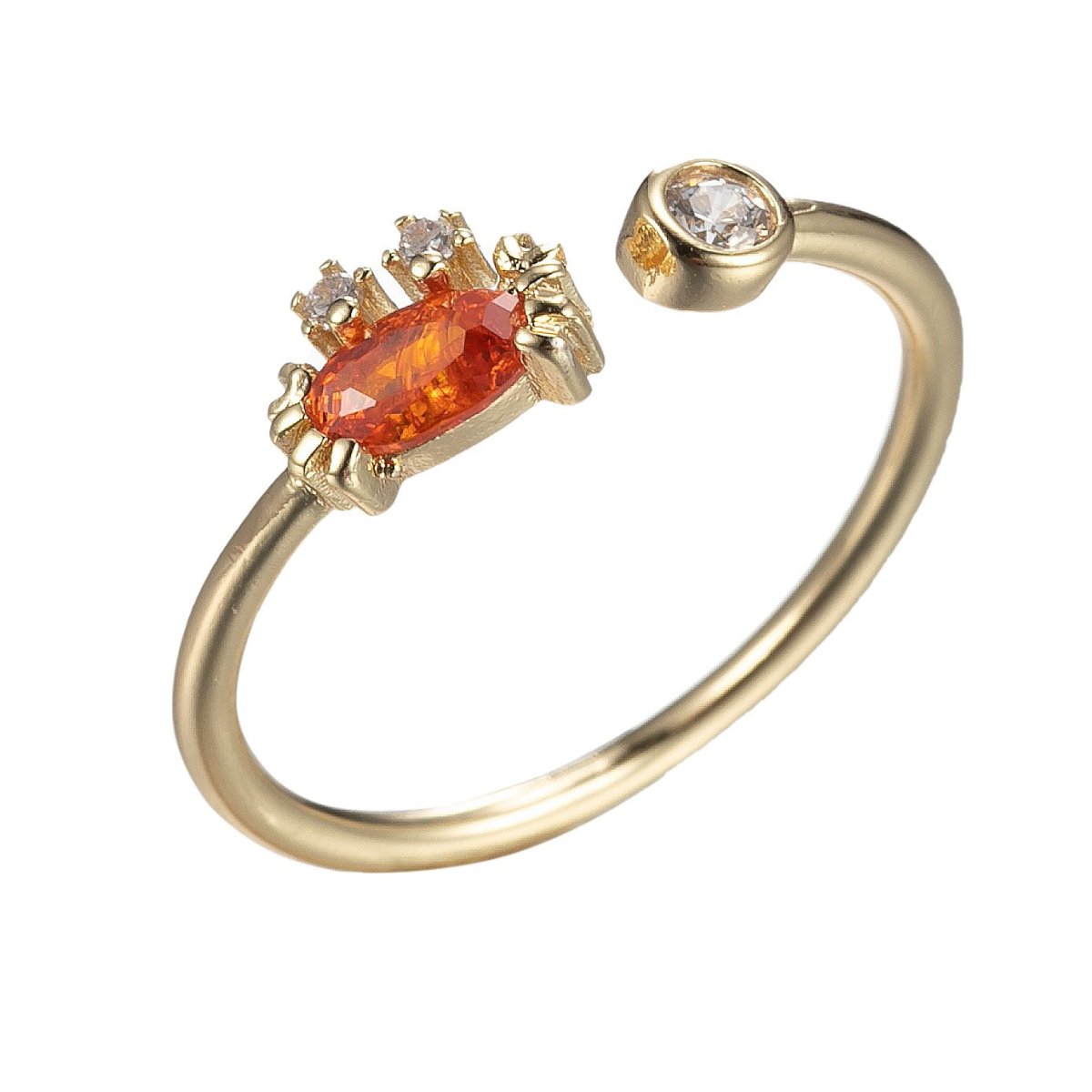 Dainty Crab Ring Gold Band Animal Ring Micro Pave Open Ring O-982